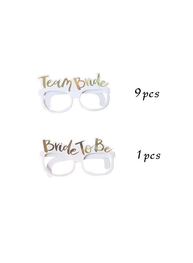 ShebSheb 10 PCS Party Glasses Team Bride and Bride to be Glasses Rose Gold Paper Glasses Hens Do Night Bridal Party Game Props Eyewear Decoration Bridal Shower Bachelorette Party  - Image 2