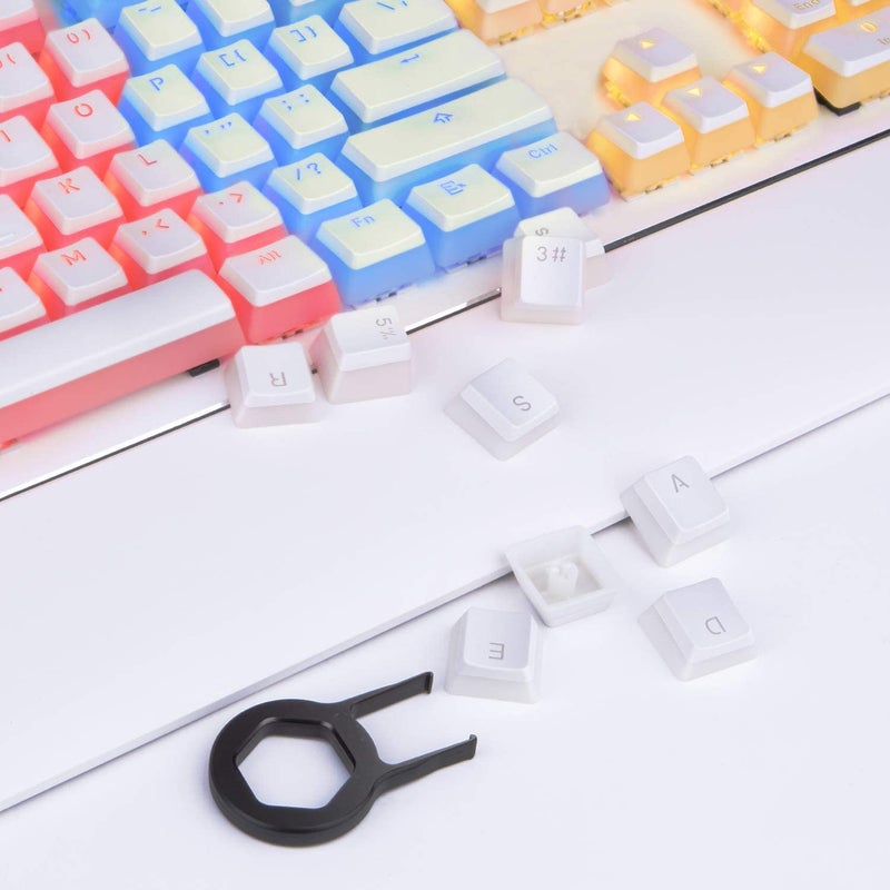 ETZIN مجموعة مفاتيح بودينغ PBT مزدوجة الطباعة بروفايل OEM لوحات المفاتيح الميكانيكية للألعاب مفاتيح MX توافق عالمي لـ 61 87TKL 104 108 لوحة مفاتيح (مفاتيح فقط) (أبيض) - Image 3