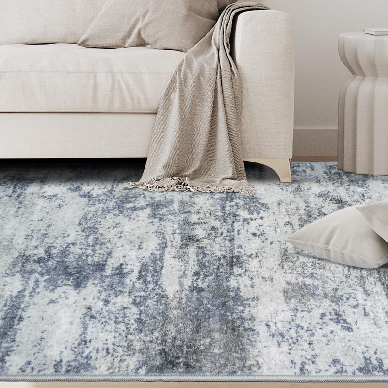 Aelenmu 9x12 Area Rugs for Living Room Washable: Abstract Large Rug for Dining Room Bedroom Carpet Non Slip 9 by 12 Indoor Modern Nursery Home Office Blue Grey - Image 3