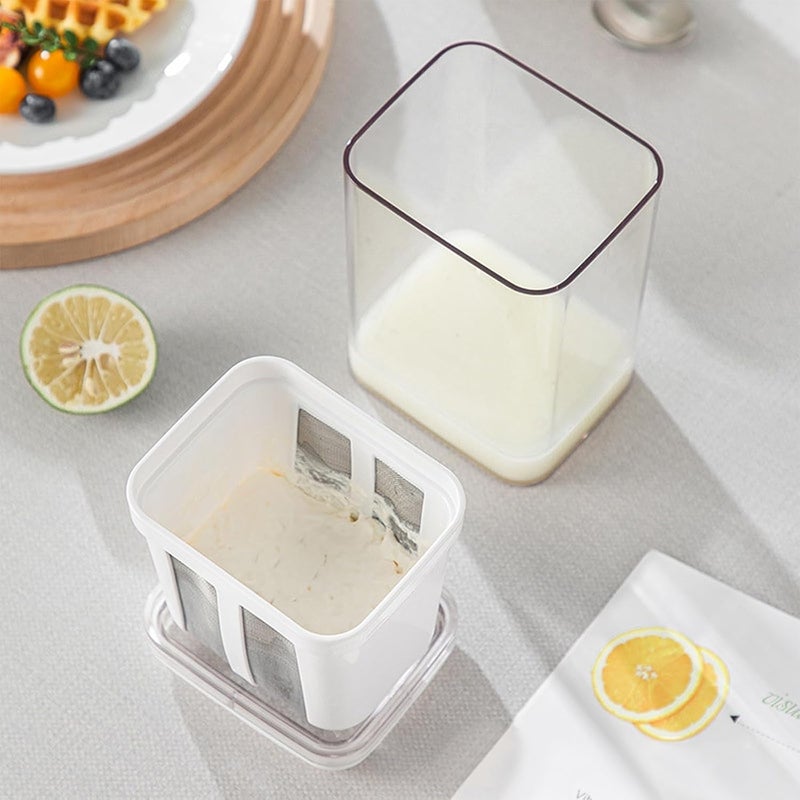 XOVEEC XOVEEC Greek Yogurt Curd Maker 1100ml Fine Mesh Strainer with Lid Multifunctional Yogurt Filter Curd Maker for Home Perfect for Homemade Yogurt Curd Cheese Maker Pack of 1  - Image 4