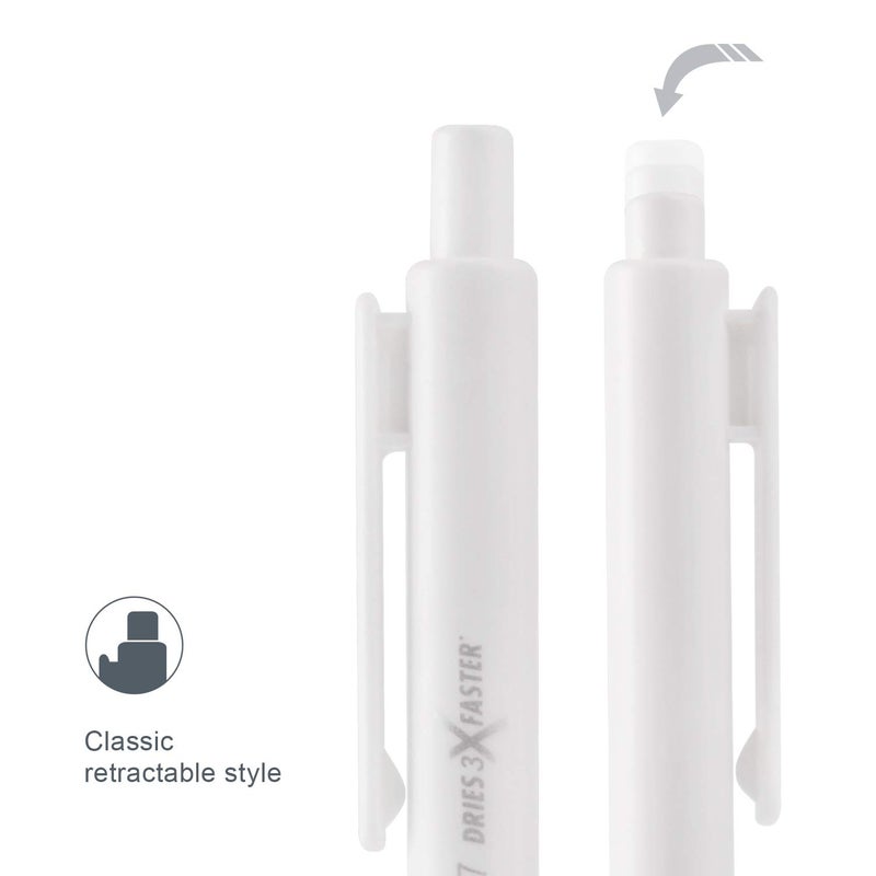ParKoo Retractable Gel Pens: 12ct Black Ink 0.7mm Fine Point Tip White Pen, Quick Dry Smooth Writing Pens for Journaling Note Taking Sketching No Bleed & Smear - Image 4
