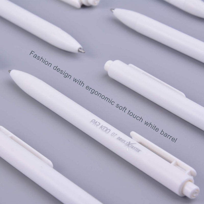 ParKoo Retractable Gel Pens: 12ct Black Ink 0.7mm Fine Point Tip White Pen, Quick Dry Smooth Writing Pens for Journaling Note Taking Sketching No Bleed & Smear - Image 5