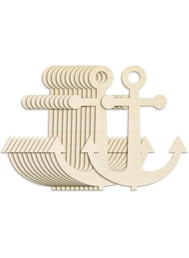 Arabest 12 Pack 12 Inch Blank Anchor Cutout Unfinished Wood Anchor Slices Wooden Anchor for Crafts Summer Anchor Shaped Ornaments Door Hanger Decor for Summer Home Party Decoration Craft Project - Image 1