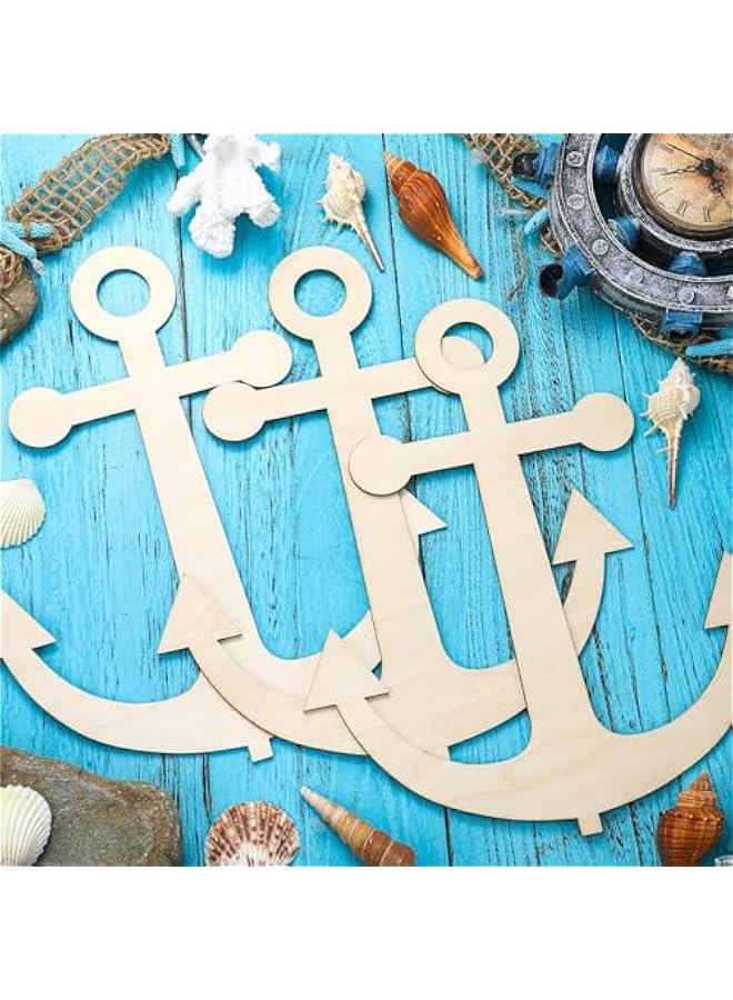 Arabest 12 Pack 12 Inch Blank Anchor Cutout Unfinished Wood Anchor Slices Wooden Anchor for Crafts Summer Anchor Shaped Ornaments Door Hanger Decor for Summer Home Party Decoration Craft Project - Image 5