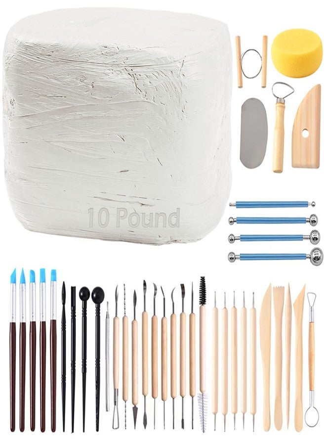 ReArt Natural Air-Dry Clay 10LBs with 23 Pcs Pottery Tools Clay Sculpting Tool Set, All-Purpose Modeling Clay for Art and Crafts, Sculpting, Welding and DIY Challenges (White) - Image 1