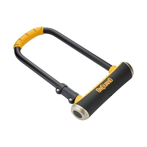 ONGUARD قفل دراجة أونغارد بروت LS U-Lock – قفل قوي بقطر 16.8 مم من الفولاذ المقسى مع شاكلة طويلة، 325 مم × 195 مم إطار، آلية قفل رباعية X4P، قضيب عرضي مطلي بالمطاط وحامل تركيب. - Image 1