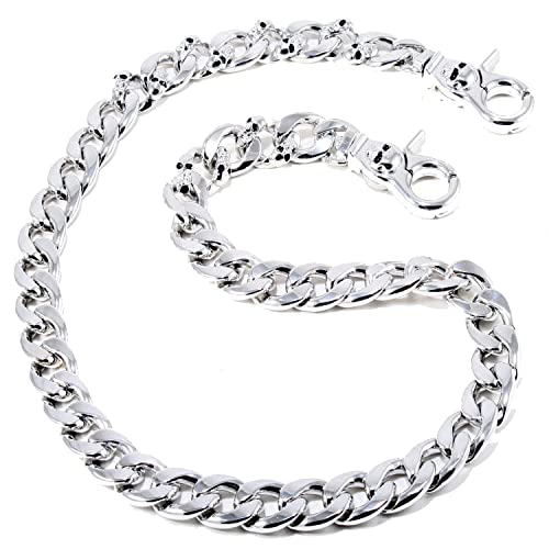 Double K Strong Skull Spike Biker Trucker Key Jean Wallet Chain (27.5"/8.1oz) Silver CS119 - Image 2