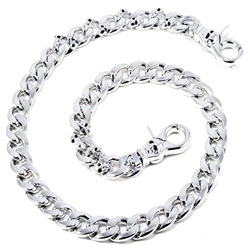 Double K Strong Skull Spike Biker Trucker Key Jean Wallet Chain (27.5"/8.1oz) Silver CS119 - Image 3