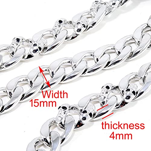 Double K Strong Skull Spike Biker Trucker Key Jean Wallet Chain (27.5"/8.1oz) Silver CS119 - Image 4