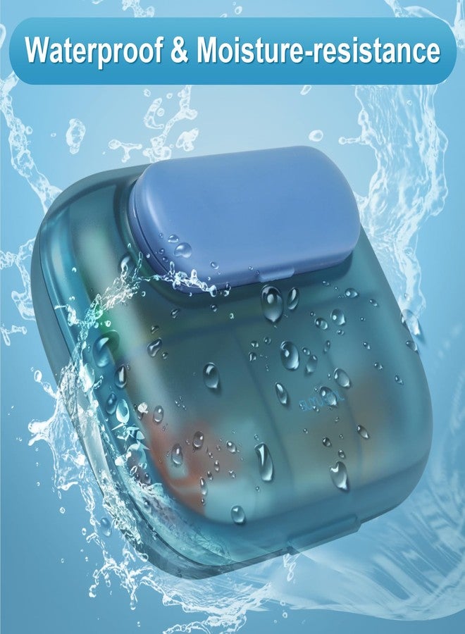 Toplive 6 Compartments Small Pill Case Travel Pill Organizer Pocket Medication Travel Case Portable Small Pill Container with Magnet Light-Proof Mini Pill Box, Blue - Image 4