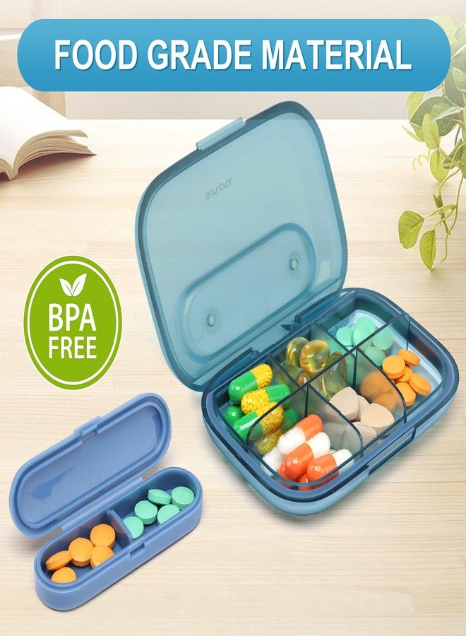 Toplive 6 Compartments Small Pill Case Travel Pill Organizer Pocket Medication Travel Case Portable Small Pill Container with Magnet Light-Proof Mini Pill Box, Blue - Image 5