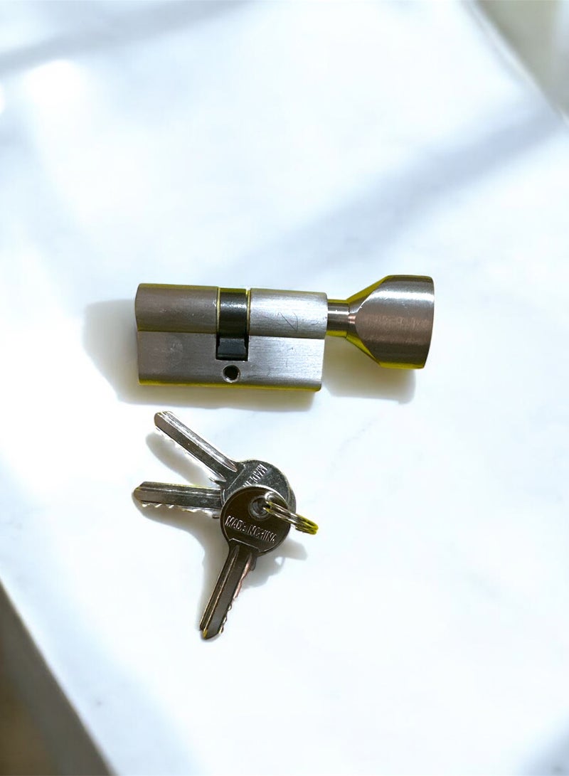 Yale Euro Profile Knob And Coin Turn Door Cylinder Satin Nickel 70mm - Image 1