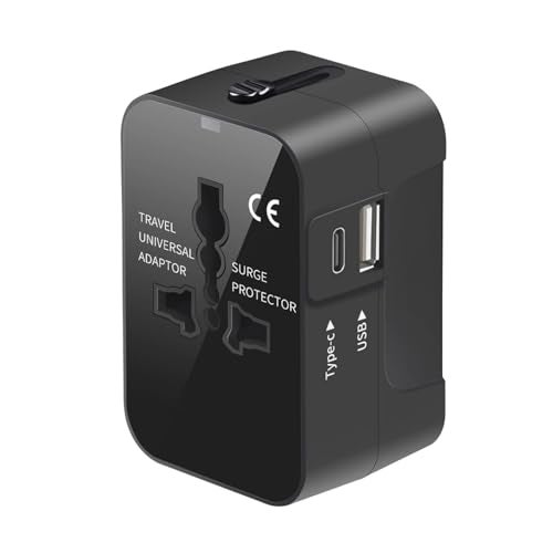 HUMBLE® Universal Travel Adapter with Fast Charging | Dual Ports (USB + Type-C), All-in-One International Worldwide Travel Charger for 150+ Countries (Black) - Image 1