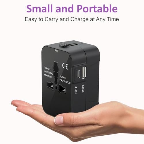 HUMBLE® Universal Travel Adapter with Fast Charging | Dual Ports (USB + Type-C), All-in-One International Worldwide Travel Charger for 150+ Countries (Black) - Image 3