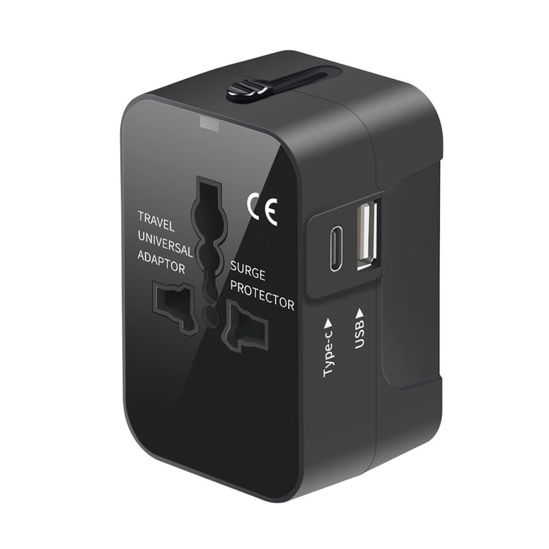 HUMBLE® Universal Travel Adapter with Fast Charging | Dual Ports (USB + Type-C), All-in-One International Worldwide Travel Charger for 150+ Countries (Black) - Image 5