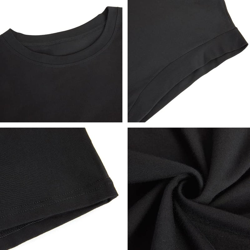 Fazortev Women's Cap Sleeve Tank Top Crew Neck T Shirts Loose Fit Basic Summer Casual Tee Tops Black - Image 4