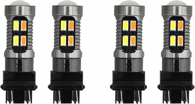 مصباح LED ثنائي اللون أبيض كهرماني T25 3157 P27 7W مع نظام Canbus لمصباح فرامل السيارة والإنارة الخلفية وإشارة الانعطاف - Image 1