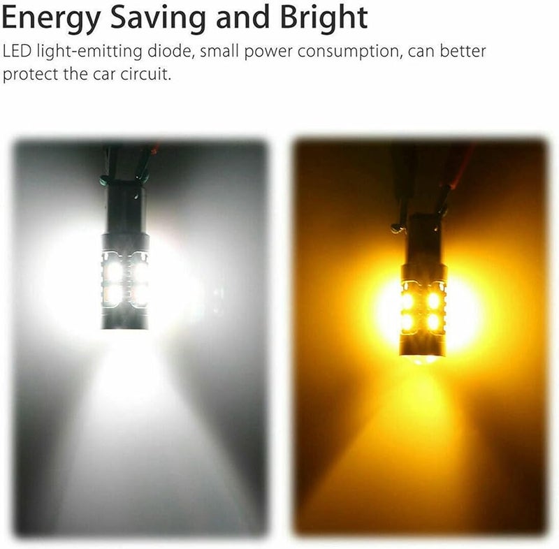 مصباح LED ثنائي اللون أبيض كهرماني T25 3157 P27 7W مع نظام Canbus لمصباح فرامل السيارة والإنارة الخلفية وإشارة الانعطاف - Image 3