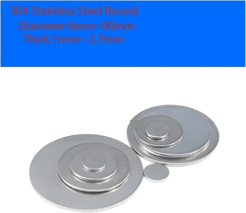 Stainless Steel Discs, Round Flat Plates, 6mm-90mm Diameter, 1mm-2.7mm Thickness, Solid Circular Sheets, 10pcs (22x1.1mm), Durable and Versatile for DIY Projects - Image 4
