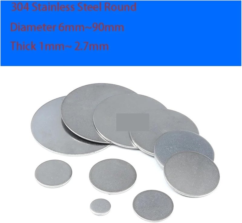 Stainless Steel Discs, Round Flat Plates, 6mm-90mm Diameter, 1mm-2.7mm Thickness, Solid Circular Sheets, 10pcs (22x1.1mm), Durable and Versatile for DIY Projects - Image 3
