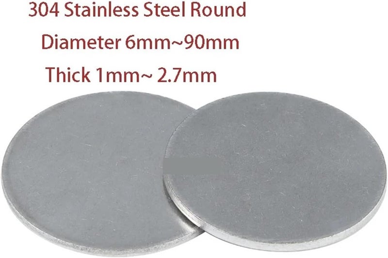 Stainless Steel Discs, Round Flat Plates, 6mm-90mm Diameter, 1mm-2.7mm Thickness, Solid Circular Sheets, 10pcs (22x1.1mm), Durable and Versatile for DIY Projects - Image 5