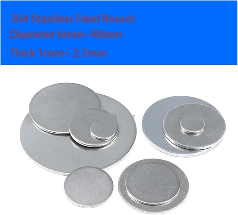 Stainless Steel Discs, Round Flat Plates, 6mm-90mm Diameter, 1mm-2.7mm Thickness, Solid Circular Sheets, 10pcs (22x1.1mm), Durable and Versatile for DIY Projects - Image 2