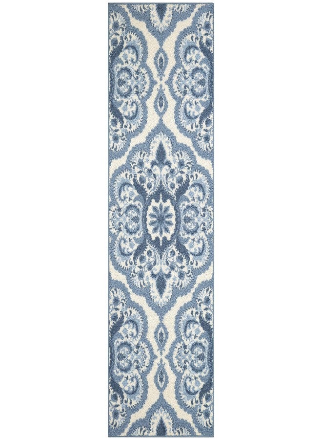 مابلز راغز سجادة ممر فيفيان ميداليون من مابلز روجز، مانعة للانزلاق، مناسبة للمداخل [صنع في الولايات المتحدة الأمريكية]، 2 × 6، أزرق - Image 1