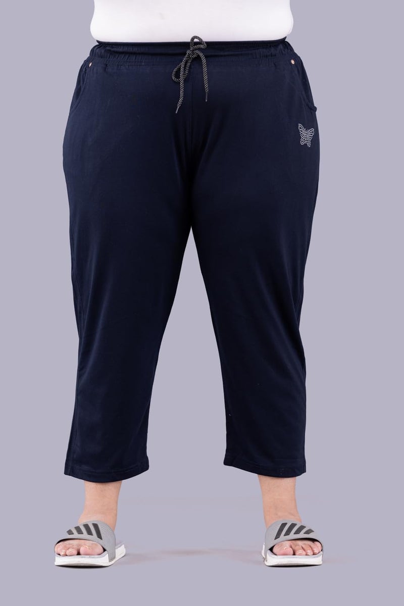 CUPID Woman's Regular Fit Plus Size Capri Pant (Navy Blue XXXX-Large) - Image 4
