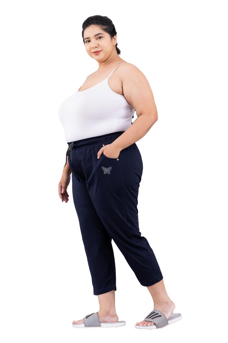 CUPID Woman's Regular Fit Plus Size Capri Pant (Navy Blue XXXX-Large) - Image 1