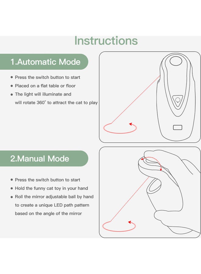 إسكدنيا لعبة مطاردة الضوء الدوارة التلقائية للقطط أبيض/أخضر - Image 5