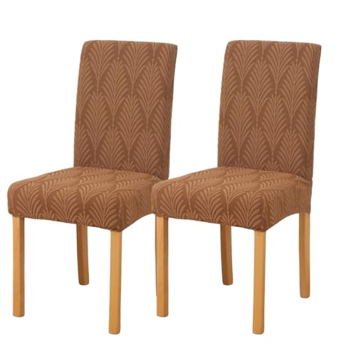 Styleys Stretch Jacquard Dining Chair Cover Removable Washable Dining Room Chair Cover Protector Seat Slipcover (Pack of 2, Khaki, JYMC6) - Image 1