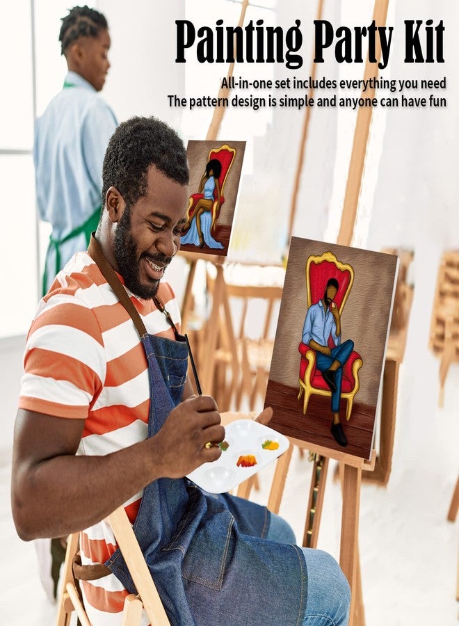 Nuberlic 2 Pack 8x10 Canvas Painting Kit Bundle,Couples Paint Party Kits Pre Drawn Canvas for Painting for Adult,Afro King Queen Love Couple Pre Drawn Stretched Canvas Kit Art Set - Image 3