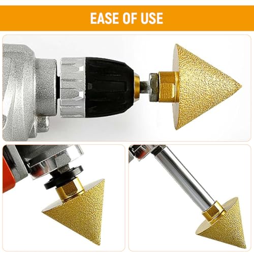 Serplex® M10 Diamond Conical Drill Bit 38mm Multipurpose Chamfer Reamer Drill Bit for Deburring, Centering, Aligning, Polished Finish Tile, Marble, Quartz, Stone Professional Drill Bits Set - Image 5