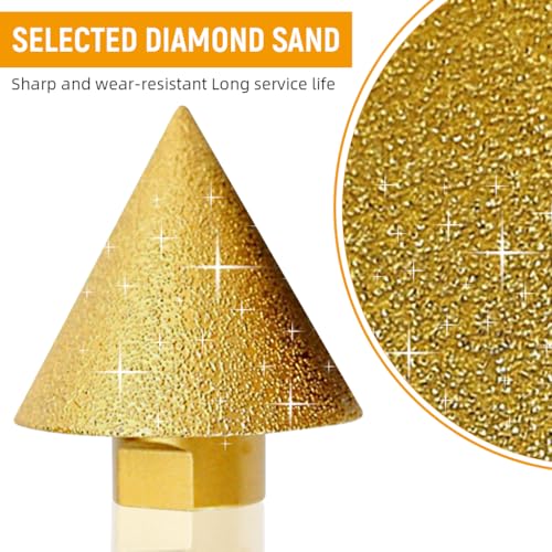Serplex® M10 Diamond Conical Drill Bit 38mm Multipurpose Chamfer Reamer Drill Bit for Deburring, Centering, Aligning, Polished Finish Tile, Marble, Quartz, Stone Professional Drill Bits Set - Image 3