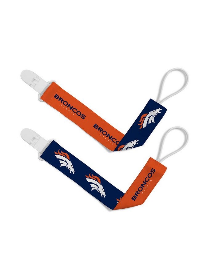 Baby Fanatic BabyFanatic Officially Licensed Unisex Pacifier Clip 2-Pack - NFL Denver Broncos - Officially Licensed Baby Apparel - Image 1