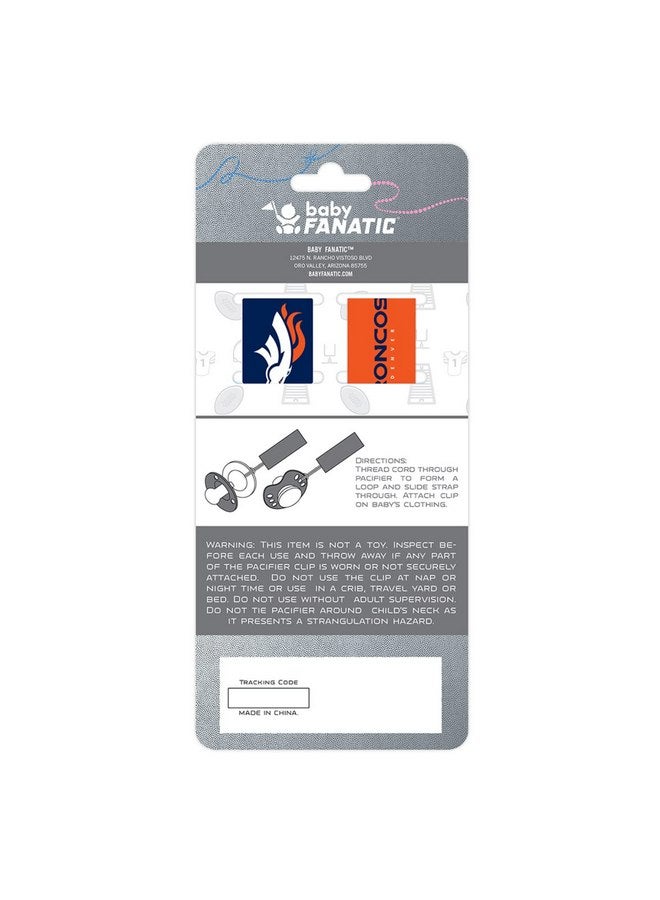 Baby Fanatic BabyFanatic Officially Licensed Unisex Pacifier Clip 2-Pack - NFL Denver Broncos - Officially Licensed Baby Apparel - Image 3