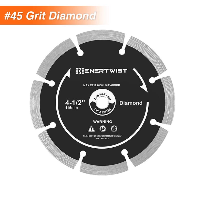 ENERTWIST مجموعة شفرات منشار دائري مدمجة ENERTWIST 4-1/2 بوصة، عبوة من 4 قطع شفرات منشار TCT/HSS/ماسية متنوعة لقطع الخشب/البلاستيك/المعدن/البلاط، 3/8 بوصة محور، ET-CSA-4 - Image 4