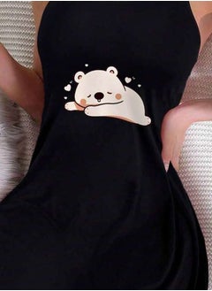 Generic Short nightgown with a cartoon bear print design  - Image 3