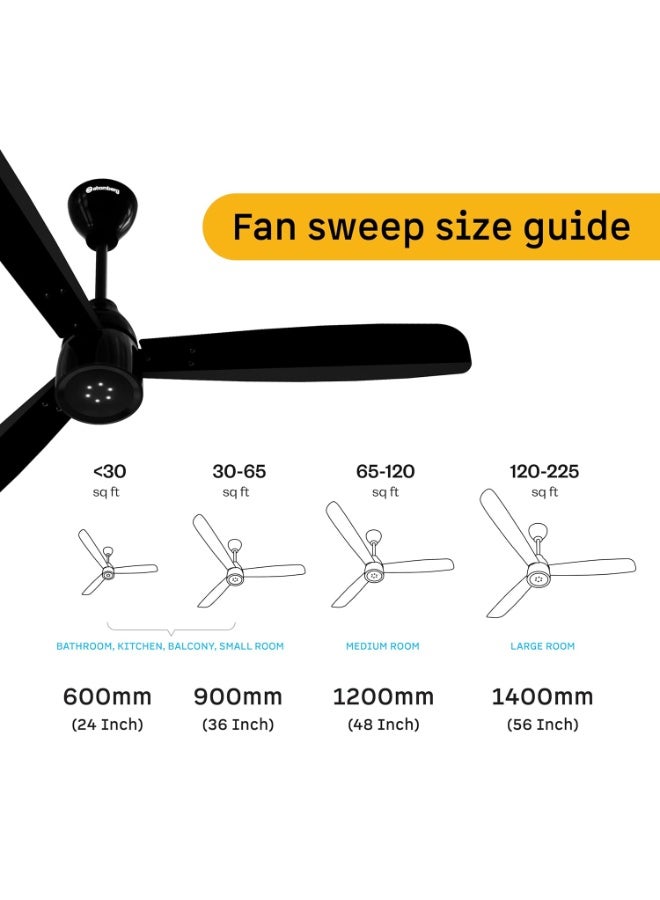 atomberg Renesa Enzel 1200mm BLDC Ceiling Fan with Remote Control | BEE 5 star Rated Energy Efficient Ceiling Fan | High Air Delivery with LED Indicators| 3 Year Warranty (Gloss Black) - Image 2