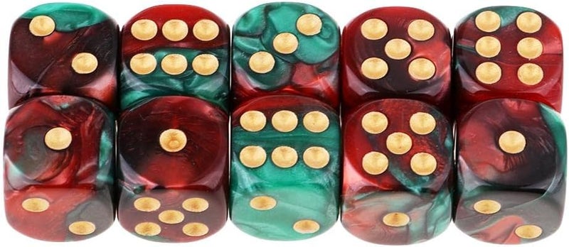 klarako 10pcs 16mm Opaque Six Sided Spot Dice Games D6 D&D RPG  Red+Green, as described - Image 3
