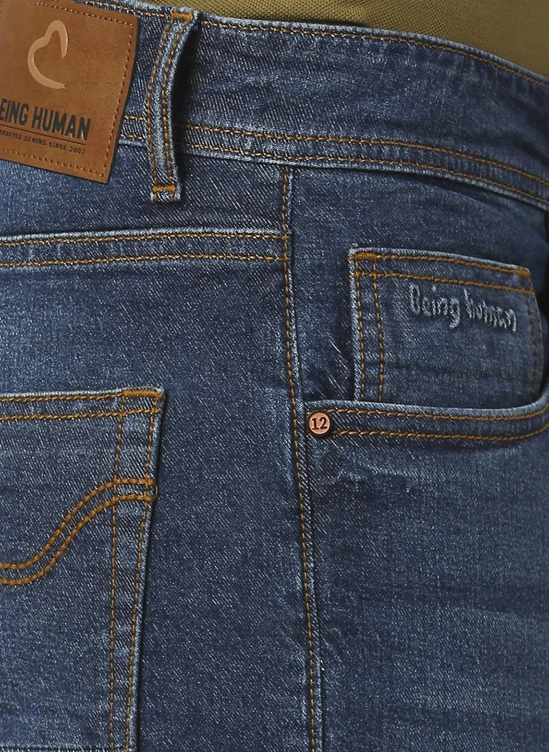 Being Human MID TONE Men Slim Straight Fit Heavy Fade Jeans for Men | Best Price UAE