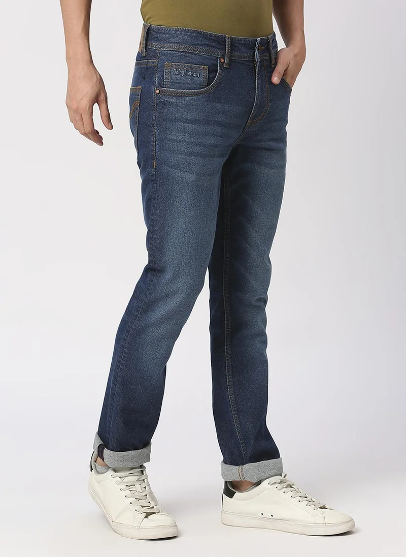 Being Human MID TONE Men Slim Straight Fit Heavy Fade Jeans for Men | Best Price UAE