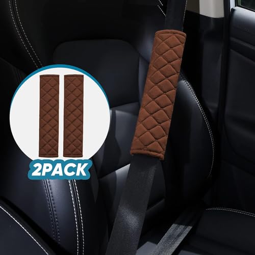 SARTE Car Seat Belt Cover for More Comfortable Driving Seat Belt Shoulder Pad for Adults and Children Universal Car Seat Belt Velvet Cushion Brown Color (Pack of 2) - Image 2
