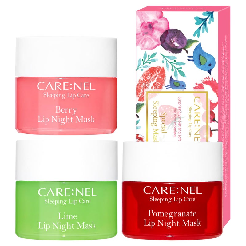CARENEL Lip Mask Overnight 5g 3Set BerryLimePomegranate Korean Beauty Intensive Treatments Balm Nourish Hydrate Scrubs Exfoliator