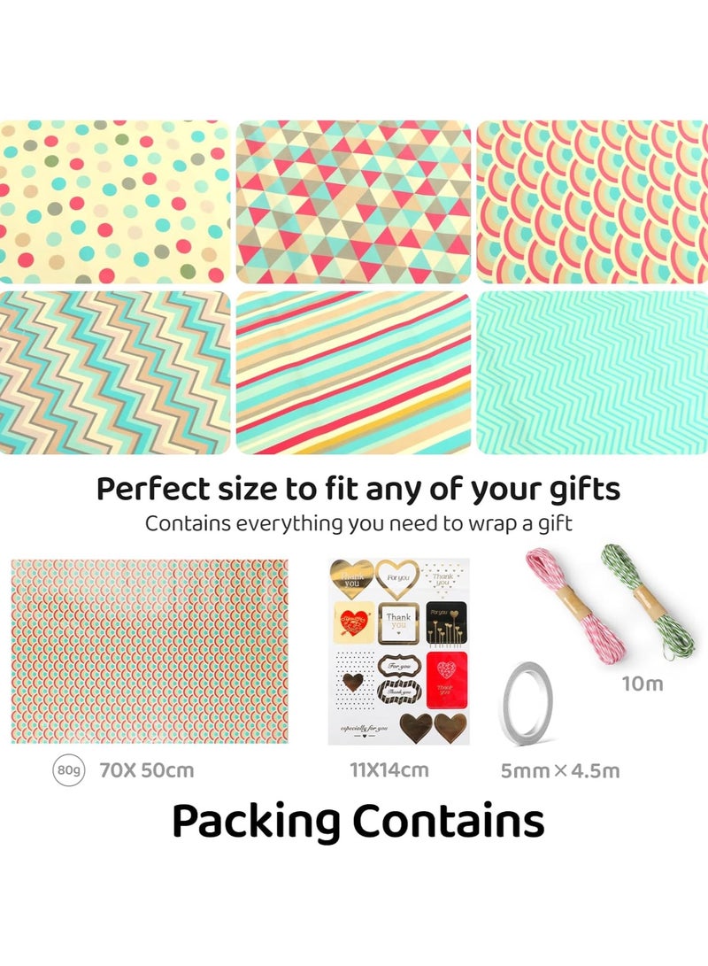 أوراق تغليف الهدايا، مجموعة ورق التغليف متضمنة، عبوة من 6 قطع (أخضر) - Image 3