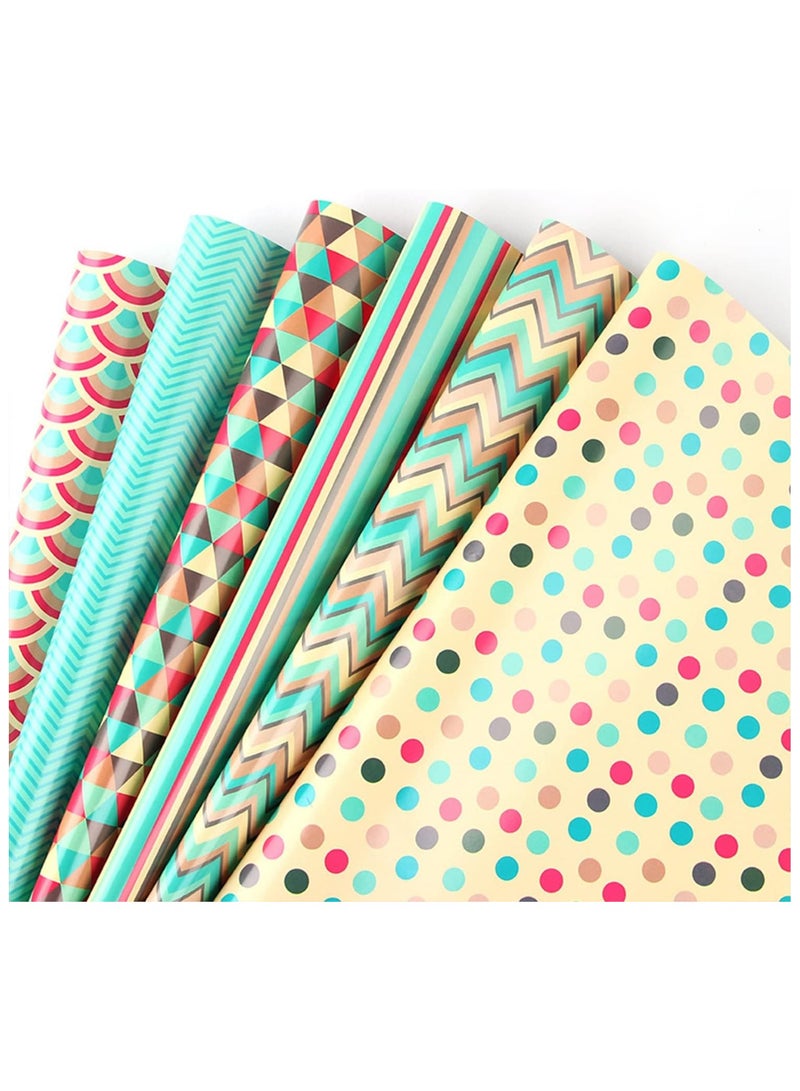 أوراق تغليف الهدايا، مجموعة ورق التغليف متضمنة، عبوة من 6 قطع (أخضر) - Image 2