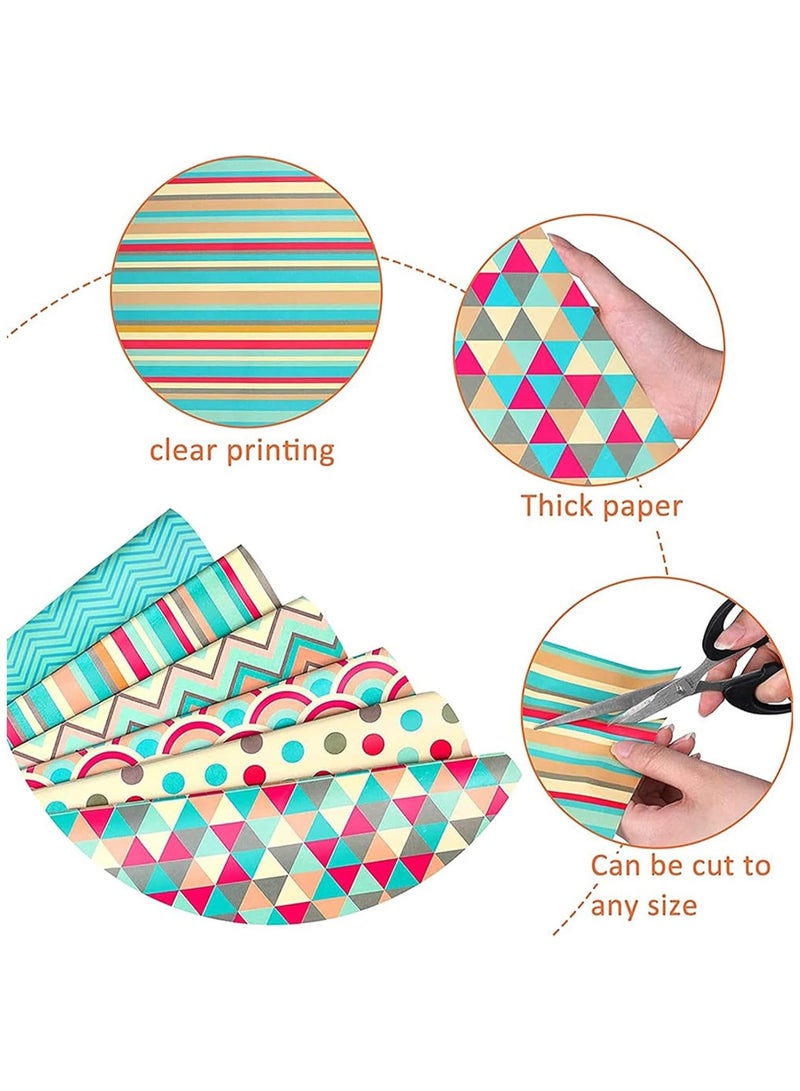 أوراق تغليف الهدايا، مجموعة ورق التغليف متضمنة، عبوة من 6 قطع (أخضر) - Image 4