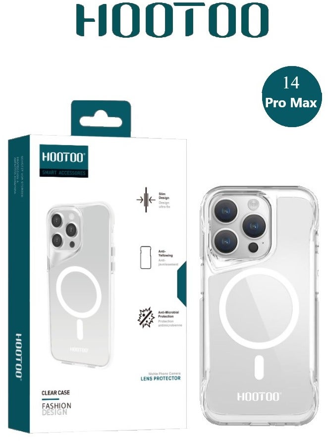 هوتو كفر جوال ايفون 14 بروماكس، كفر شفاف يدعم الماج سيف، غلاف جوال قوي ومضاد لصدمات. جراب ايفون بحماية ضد السقوط. كفر جوال شفاف من هوتو - Image 1