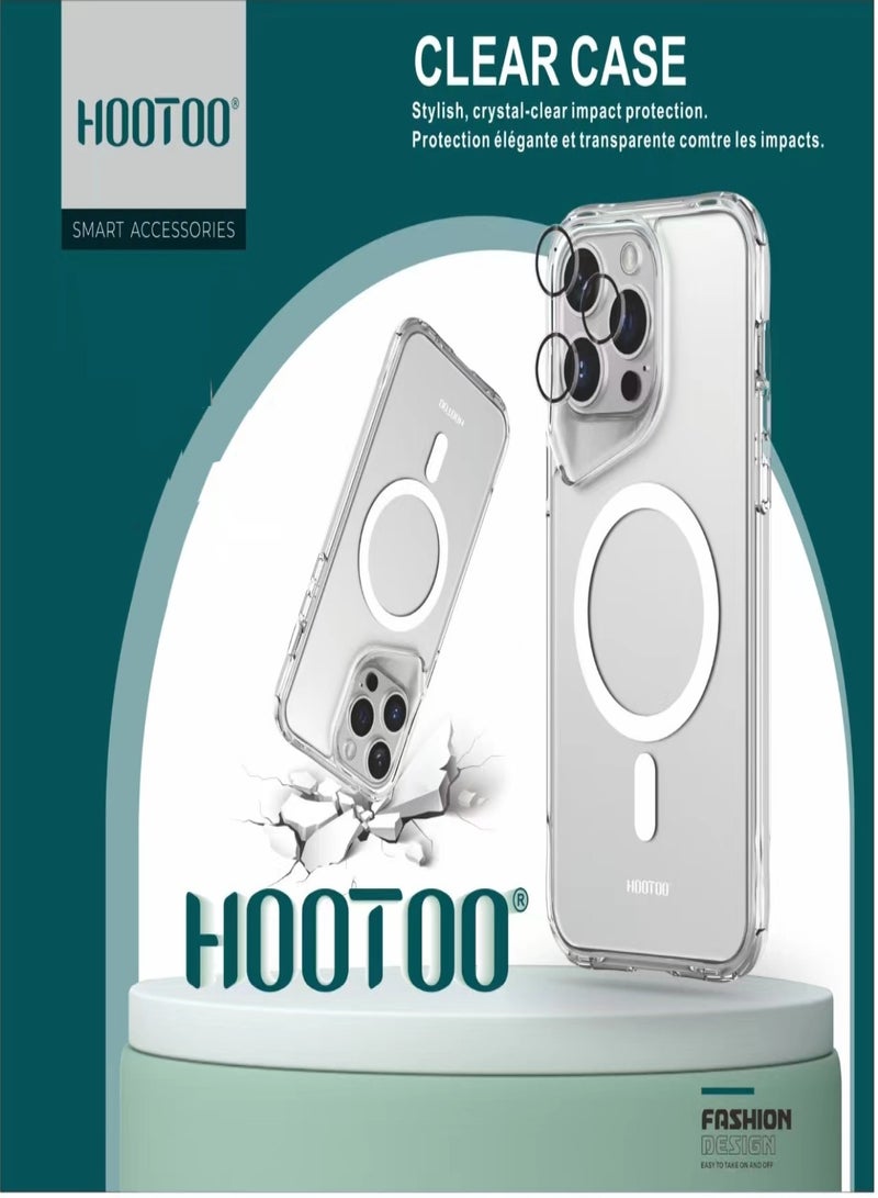 هوتو كفر جوال ايفون 14 بروماكس، كفر شفاف يدعم الماج سيف، غلاف جوال قوي ومضاد لصدمات. جراب ايفون بحماية ضد السقوط. كفر جوال شفاف من هوتو - Image 3