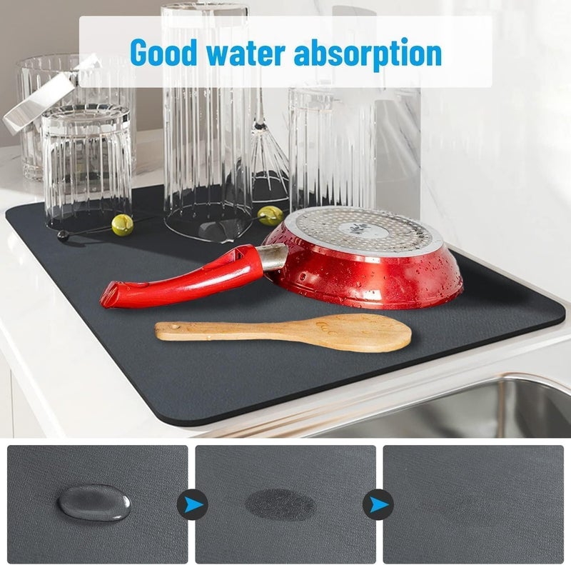 DOBARIYA EMPIRE New Dish Drying mat Kitchen Home Hotel Coffee Splashes Water Resistant Absorbent Mats Utensils Large Dry Dishwasher Wet Utensils Promoting Clean and hygienic Restaurant Counter Tops Bathroom 40X60 - Image 2